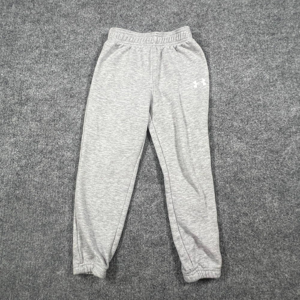 Under Armour Rival Fleece Joggers Pants Boys 6 Heathered Gray Elastic Waistband